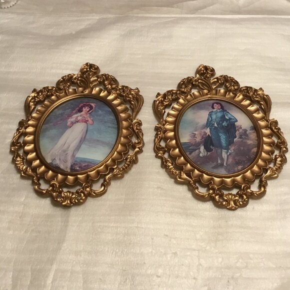 Vintage set of Thomas Gainsborough Pinky & Blue Boy farmed pictures from Italy - Picture 2 of 7